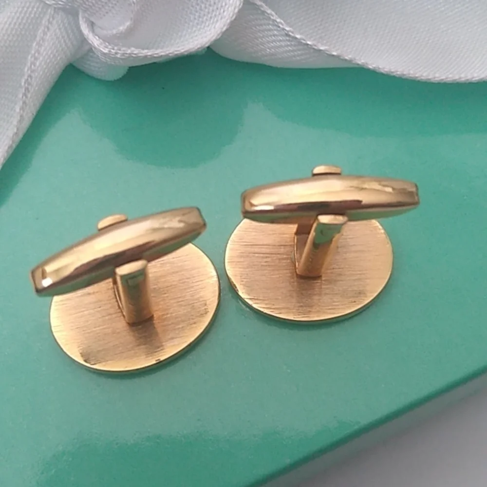 Vintage Gold Plated Hand Etched Cuff Links cufflinks